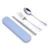 Juego de tres piezas de tenedor, cuchara y palillos para estudiantes, juego de palillos y cucharas, regalo promocional para actividades, juego de vajilla portátil japonesa y coreana.