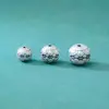 Cuentas Espaciadoras de Plata Pura 999 Cuentas Duras de Plata Estéreo Patrón de Loto Estéreo Cuentas Redondas Cuentas Espaciadoras Joyería de Plata DIY Cuerda Trenzada Accesorios para Ensartar Material