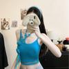 66025 # Rayón Puro Deseo Chica Caliente Flor Tridimensional Camisola Ropa de Verano para Mujer con Almohadilla en el Pecho y Espalda Hermosa Top de Chica Caliente