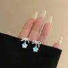 Brincos Azuis Delicados e Frescos com Laço e Estrela de Cinco Pontas Moda Feminina Simples Brincos de Estrela Aurora Brincos Versáteis