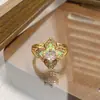 Anel Aberto Colorido Popular Vintage Retrô Esmaltado para Mulheres, Anel de Personalidade de Luxo Leve de Nicho