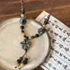 Novo Estilo Étnico Chinês Retrô Boêmio Corda de Cerâmica Jingdezhen Colar Acessórios de Alto Padrão Estilo Zen Feminino