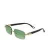 Gafas de Sol Metálicas Sin Marco con Borde Cortado Único, Lentes de Hombre de Moda Europeas y Americanas, Gafas para Conducir con Protección UV