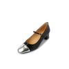 Sapatos Mary Jane Elegantes de 3 Cores, Versáteis, Estilo INS Famosos na Internet, Combinação de Cores, Pele de Ovelha, Salto Médio Grosso, Bico Redondo, Camada Única Totalmente em Couro para Mulheres