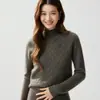 Otoño e Invierno Nuevo Suéter de Cachemira con Botones de Flor de Cuello Semi-Alto para Mujer, Jersey Grueso de Manga Larga, Ropa de Punto Base para Mujer