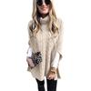 Amazon Otoño Estilo Europeo y Americano Cuello Alto Color Sólido Moda Urbana Suéter Suelto Moda Chal Elegante Manga Larga para Mujer