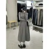 Vestido drapeado roupa íntima saia feminina outono e inverno novo tamanho pequeno malha base saia longa fio fiado espessado