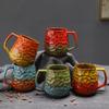 Taza de café de cerámica con cambio de horno, taza de gran capacidad para el hogar, taza de cerveza de cerámica cruda creativa de alto valor de color, taza de agua para pareja