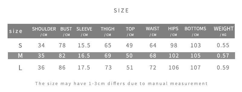 阿里尺码表 - 英文