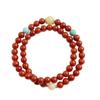 Pulsera de Ágata Roja del Sur de Liangshan Natural de Doble Capa, Regalo Año del Zodíaco, Rojo Caqui Pulsera de Cera de Abeja de Múltiples Vueltas para Hombre y Mujer