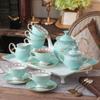 Juego de Té de la Tarde estilo Británico de Alta Gama Exquisito Juego de Café Lujo Ligero Calado Hogareño Taza y Plato de Café de Porcelana Fina