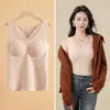 Ropa Interior Térmica para Mujer con Terciopelo Cepillado, Chaleco Nuevo de Otoño e Invierno con Almohadilla en el Pecho, Top de Capa Base Sin Costuras, Camiseta Térmica