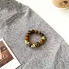 Anillo de Piedra Ojo de Tigre con Enredadera Dorada para Mujer, Anillo Vintage Ajustable de Zirconia para Dedo Índice, Estilo de Nicho de Alta Gama, Exclusivamente para Ventas Transfronterizas