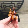 Ornamento de Cabaceira com Cabeça de Dragão em Madeira de Pessegueiro Fulminada para Manuseio, Peça de Mão Cabaceira com Cabeça de Dragão do Zodíaco do Ano do Dragão para Sorte e Prosperidade
