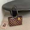 Bolso tote de lino con lunares, nuevo, de gama alta, nicho, versátil para ir al trabajo, gran capacidad, bolso de hombro y se puede llevar bajo el brazo