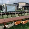 Mesas y Sillas de Exterior, Mesa de Patio de Madera Anticorrosión, Madera Plástica, Impermeable y a Prueba de Sol, Combinación Moderna de Mesa y Silla para Balcón al Aire Libre