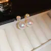 Pendientes de plata con baño de oro real, aguja cuadrada, borla de perla y circonita, pendientes de lujo ligero de alta gama, fabricante de pendientes vintage