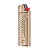 YF912 Orden del Fuego Sagrado Estéreo Relieve Carcasa A prueba de explosiones Armadura Metálica Muela Encendedor BIC Bic J6 Caja de Máquina