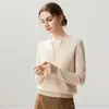 Nuevo Top Térmico de Punto de Cachemira Otoño Invierno Moda Suave Cómodo Color Sólido Holgado Adelgazante Cuello Tijera para Mujer