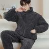 Distribuidor de Pijamas para Hombre con Forro de Polar, Chaqueta de Algodón Acolchada de Tres Capas, Ropa de Casa de Franela para Hombre, Ropa de Estilo Perezoso de Coral Fleece para Hombre
