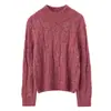 Suéter de punto para mujer, estilo nuevo otoño e invierno, hilo floral de terciopelo, 75% cachemira, 25% seda, con cuello semi-alto, jersey grueso