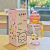 Taza de plástico con pajita de muñeca de dibujos animados, taza creativa de una tapa para doble bebida, taza portátil para exteriores, taza de regalo para estudiantes, venta al por mayor