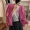 Cardigan Pequeño de Punto Estilo Suave con Terciopelo de Mapache para Mujer Exterior Primavera y Otoño Holgado Perezoso Corto Suave Pegajoso Suéter Abrigo Top