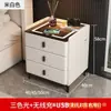 Mesita de noche inteligente con carga inalámbrica, altavoz, cerradura de huellas dactilares, mueble moderno minimalista de tres cajones, almacenamiento de lujo ligero para dormitorio