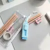 Borrador retráctil color macarrón para estudiantes de primaria, bajo residuo, fácil de borrar, portátil, papelería creativa, recargable