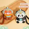 Llavero Creativo de Cuero Sanxingdui Panda Lindo Dibujo Animado Chica Panda Rojo Colgante para Bolso Accesorios Pequeño Regalo