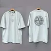 Camiseta Unissex Casual Solta de Verão Estilo Novo com Estampa de Espuma de Bússola Clássica, Gola Redonda, Manga Curta, Pedra Transfronteiriça
