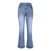 Jeans de mujer transfronterizos, de pierna recta, ligeramente acampanados, elásticos, bordados