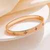 Fábrica de Origem Pulseira de Aço Titânio Cravejada de Diamantes Trevo de Quatro Folhas, Pulseira de Aço Inoxidável Dourada de Luxo Leve Liquidação Atacado