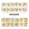 Nova Japonesa Nail Art Jóias Metal Prego Rebite Estrela Lua Oco Contas de Aço Pequeno Grão de Arroz Rosa de Ouro 12 Caixa
