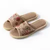 Chinelos de Linho de Verão, Chinelos Retrô para Uso Doméstico Interno para Casal, Chinelos Antiderrapantes de Chão Masculinos e Femininos, Tecido de Linho