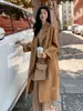24 Años Nuevo Bata Coreana Abrigo de Cachemira Doble Cara Mujer Largo Sencillo Delgado Abrigo de Lana Doble Cara
