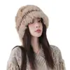Sombrero de Cubo de Pelo Esponjoso que Hace que tu Cara se Vea Más Pequeña, Gorro de Punto de Pelo de Conejo para Mujer, Sombrero Cálido de Otoño e Invierno, A Prueba de Frío