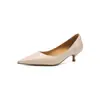 Zapatos de Trabajo de Punta Fina para Mujer 2026 Otoño Nuevos Elegantes Tacón de Aguja Versátiles para el Trabajo de Baja Profundidad Tacón Medio Delgado Cuero Genuino Zapatos de Vestir OL