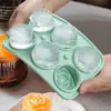 Molde de hielo de silicona de grado alimenticio de 6 rosas para hockey sobre hielo, cubitos de hielo para whisky, máquina de hielo de bolas para uso doméstico