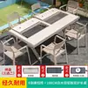 Mesa e Cadeira para Churrasco ao Ar Livre Mojia Combinação de Alumínio Fundido Churrasqueira a Carvão ao Ar Livre Jardim Conjunto de Lazer para Casa Pátio Terraço