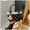 Bolso Cruzado Casual para Viajes Cotidianos Lona de Lunares Bolso Estilo Nuevo Versión Coreana Bolso de Nicho 2026 Bolso Cubo de Gran Capacidad para Mujer