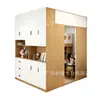Mueble Multifuncional Ahorrador de Espacio para Sala de Apartamento Pequeño: Combinación de Cama y Armario con Armario Debajo de la Cama, Escritorio y Estantería
