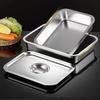 Venta Directa de Fábrica Cubeta Cuadrada de Acero Inoxidable con Fondo Plano Charola para Servir de Hotel Gran Capacidad Rectangular Profunda Engrosada Bandeja para Porciones con Tapa