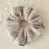 Scrunchie de Pelúcia Tricotado Azul Suave Estilo Coreano para Mulheres, Acessório de Cabelo Extra Grande, Elástico de Cabelo para Outono e Inverno, Estilo Fresco e Simples