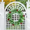 1 Pieza La puerta principal está decorada con anillos de boj artificiales con rosas, todos anillos de flores de granja verdes, combinados con pequeñas rosas. Las paredes exteriores e interiores están decoradas con anillos de flores artificiales de estilo rústico durante todo el año.. Las decoraciones para bodas familiares, días festivos, primavera, verano, otoño e invierno son realistas y duraderas.