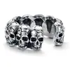 Anillo de calavera de plata tailandesa para hombre, marca de moda de alta gama, retro, personalidad, diseño único, anillo abierto, anillo de nicho dominante