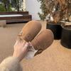 Zapatos Retro Boken para Mujer Otoño e Invierno 2024 Pantuflas Medias Peludas de Suela Gruesa para Mujer, Slip-On Planos, Cómodos