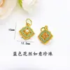 Cobre Puro Esmaltado Estilo Dinastía Song Antigua Colgante de Hoja de Loto y Perla Cuatro en Uno Pulsera DIY Hecha a Mano Collar Accesorios para Ropa