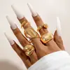Conjunto de Anillos Abiertos Estilo Abrazo Gota de Agua Transfronterizo Europeo y Americano, Conjunto de Anillos de Línea Irregular Lisa de Lava de Moda y Único