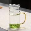 Taza de té verde integrada con filtro espesado de vidrio resistente al calor en forma de media luna, taza de té para el hogar y la oficina, taza para beber para hombres y mujeres